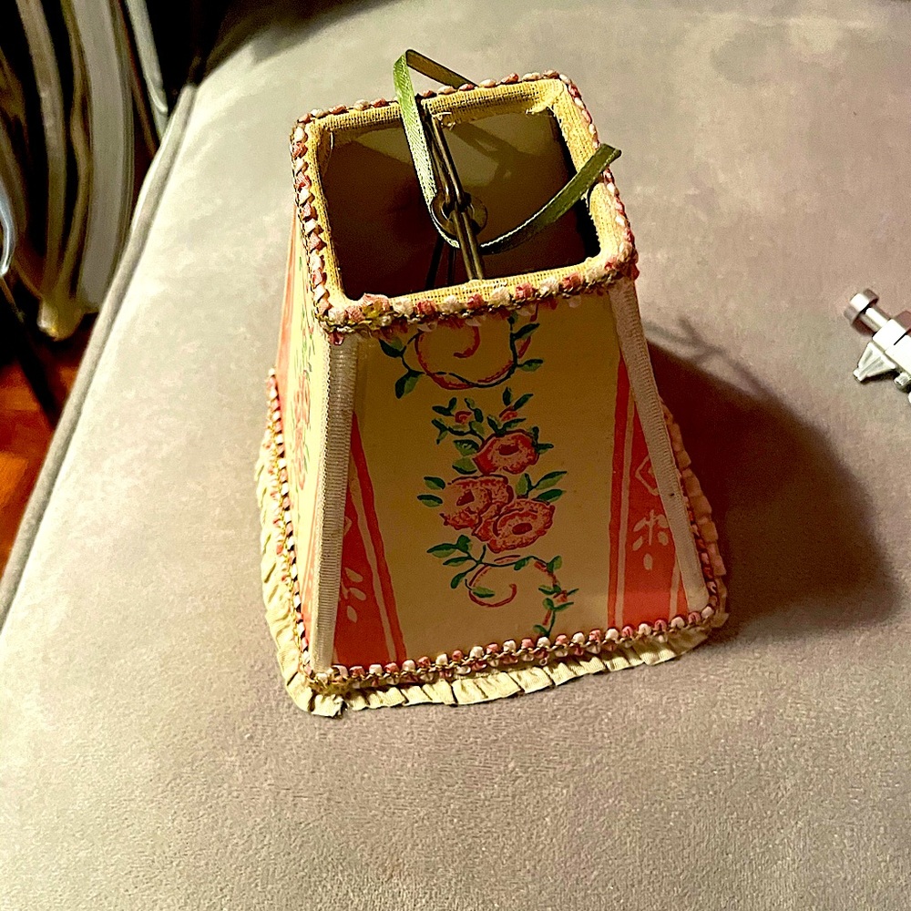 Antique floral hand-painted lamp shade